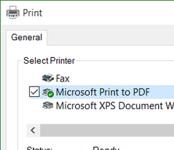 Screenshot of Microsoft print to pdf