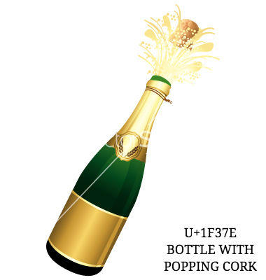 U+1F37E Bottle with popping cork.