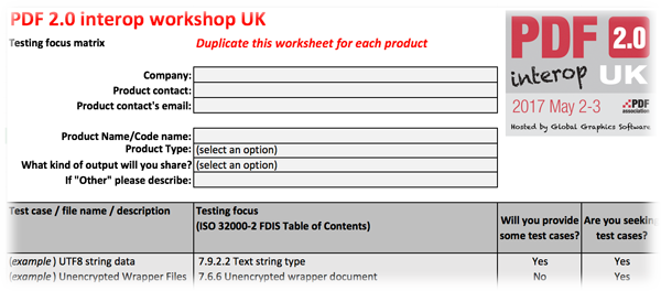 Screeb-shot of the interop matrix excel sheet.