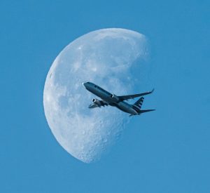 Aircraft and the moon.