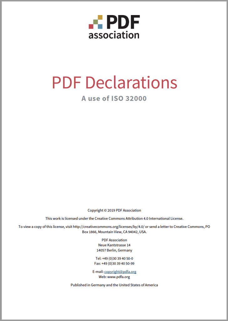 The cover of PDF Declarations