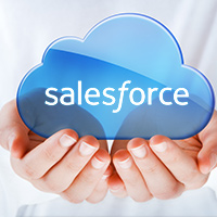 SalesForce cloud held by hands