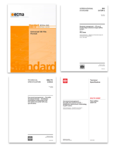 Covers of 3D format standards used in PDF.