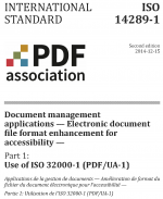 ISO 14289-1 Document management applications Electronic document file format enhancement for accessibility Part 1 Use of ISO 32000-1 PDF/UA-1 cover with PDF Association logo