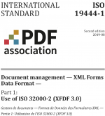 ISO 19444-1 Document management XML Forms Data Format Part 1 Use of ISO 32000-2 XFDF 3.0 cover with PDF Association logo