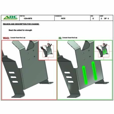 3D image showing a revision to the part