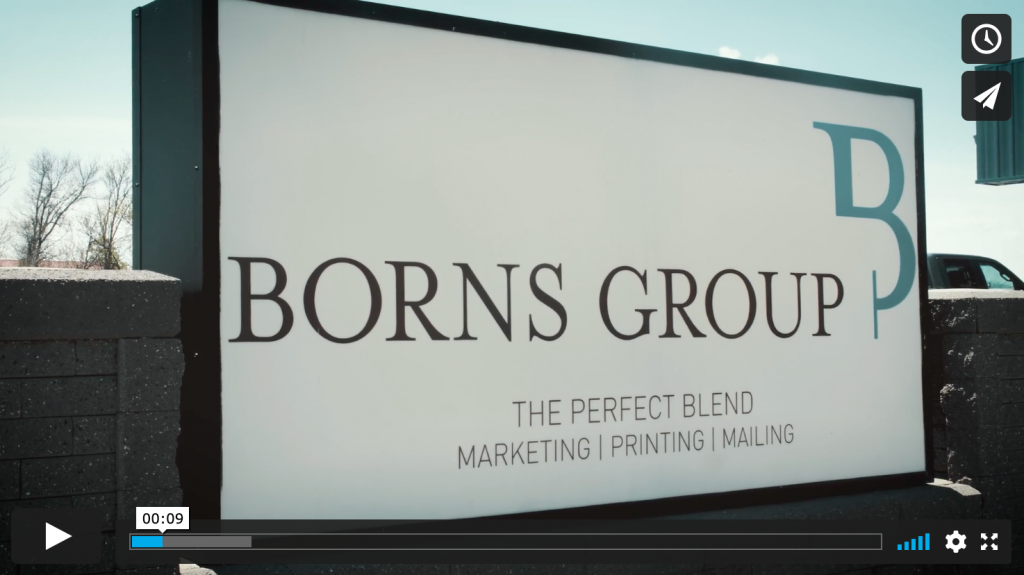 Borns Group - The Perfect Blend - Marketing, Printing, Mailing sign
