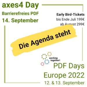 axes4 Day Barrierefreies PDF 14 September Early bird and PDF Days Europe 2022 12 & 13 September