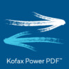 Kofax Power PDF in blue with white arrow pointing right and light blue arrow pointing left