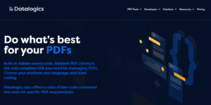 Datalogics, Inc home page with Do what's best for your PDFs on it