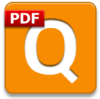 Orange square with white capital Q and PDF in red in the upper left corner