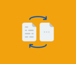 Icon of depicting document conversion