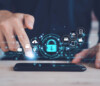 Figurative depiction of cryptography with hands and a phone.