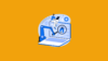 Stylized image with person figure sitting on the top of the laptop screen with an robotic arm writing on the screen