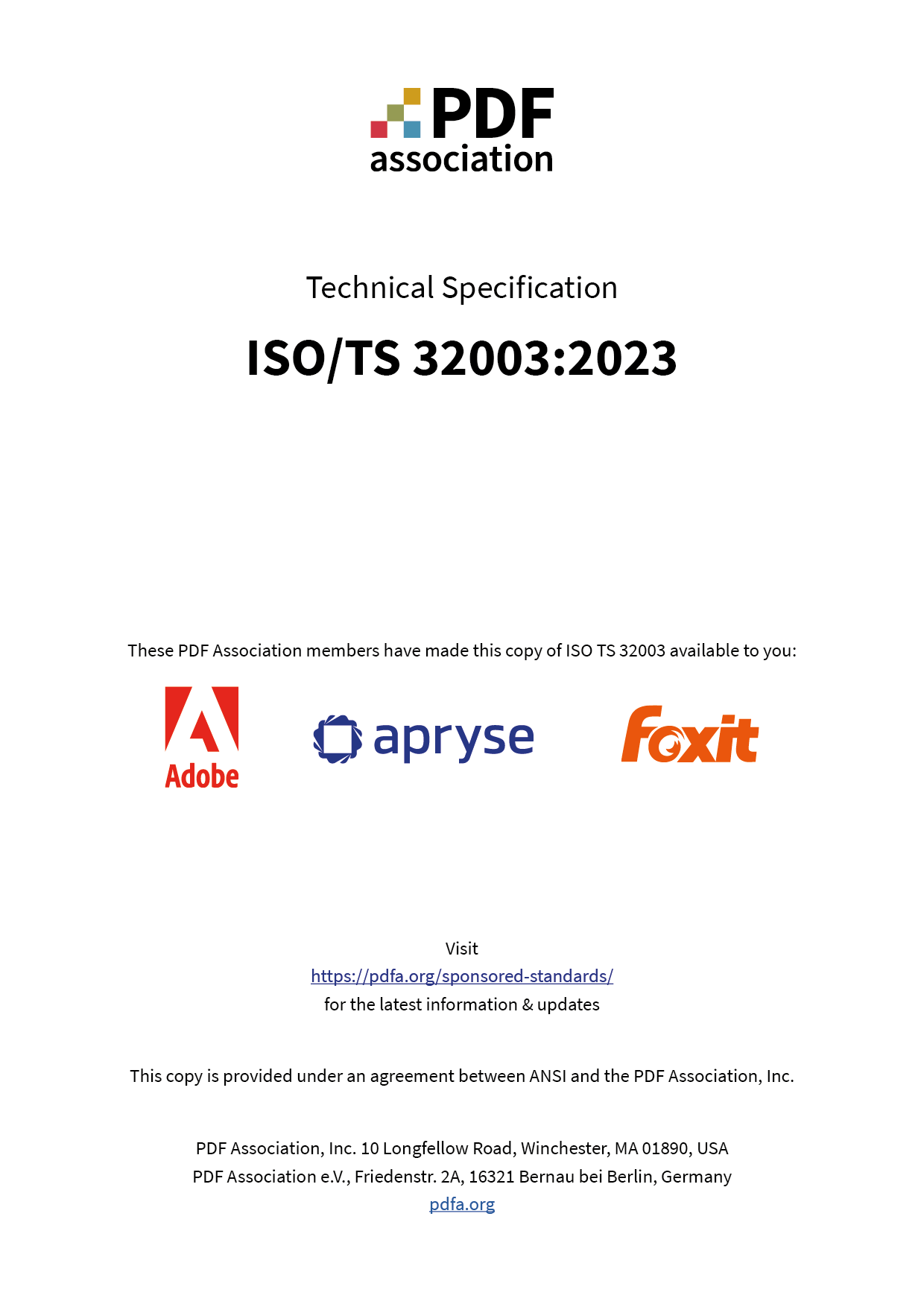 ISO/TS 32003 – PDF Association
