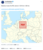 Screenshot of a tweet showing a notional PDF overlaid on a map of Europe.
