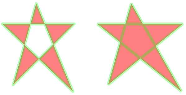 Two stars with colored fill and stroke demonstrating incorrect compositing.