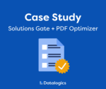 Case study - Solutions Gate + PDF Optimizer on dark blue background with to do list icon and Datalogics logo