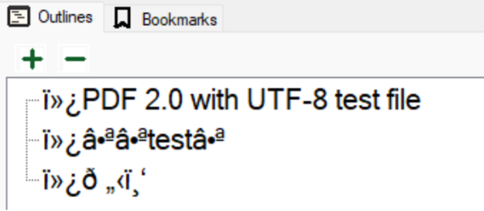 Screenshot of UTF-8 encoding in an unsupportive implementation.