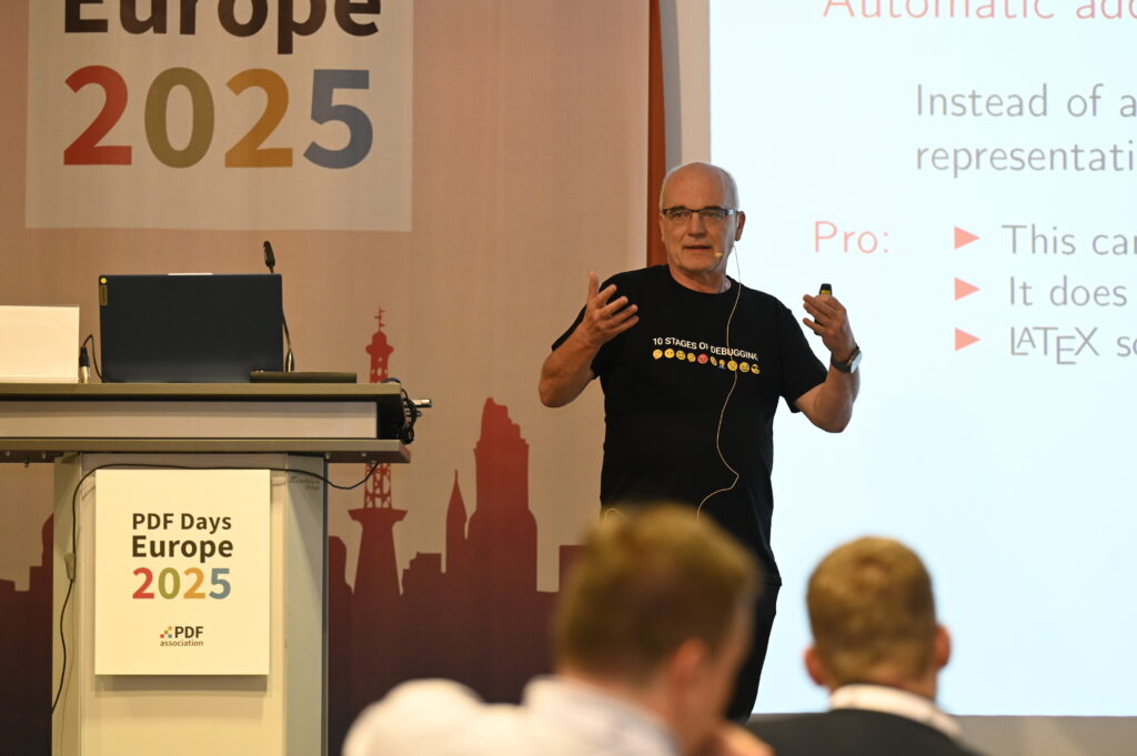 Frank Mittelbach on stage at PDF Days Europe 2025