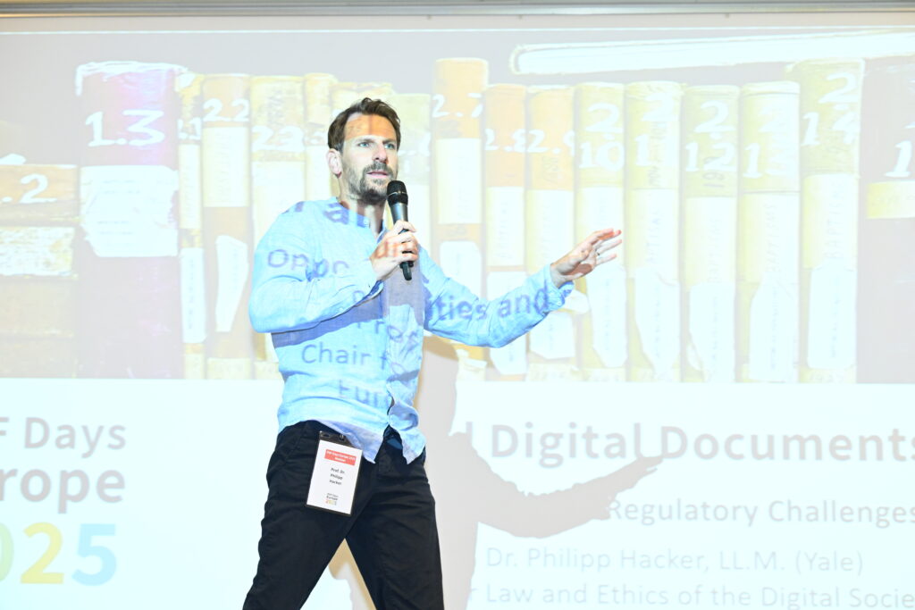 Professor Dr. Philipp Hacker on stage at PDF Days Europe 2025