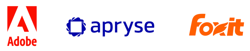 Logos of Adobe, Apryse and Foxit.