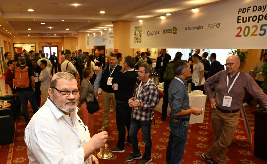 Attendees enjoying a coffee break.