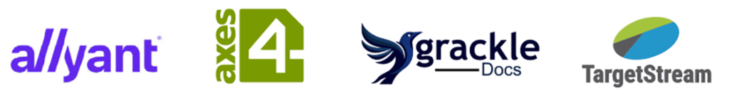 Logos of Allyant, axes4, GrackleDocs and TargetStream Technologies.