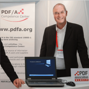 Thomas Zellmann at a PDF/A Competence Center stand