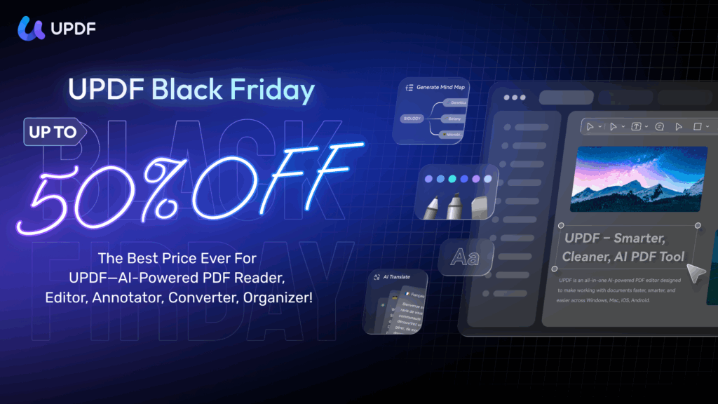 image of UPDF Black Friday Sale with up to 50% off