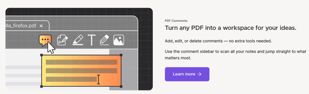 Screenshot from FireFox's website as referenced in the text.