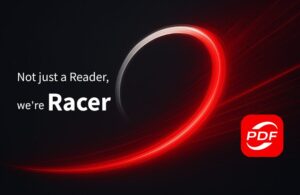 Image of KDAN PDF Reader Icon and a quote reading: “Not just a Reader, we’re Racer”