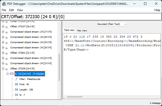 Screenshot of debugger displaying content discussed in the text.