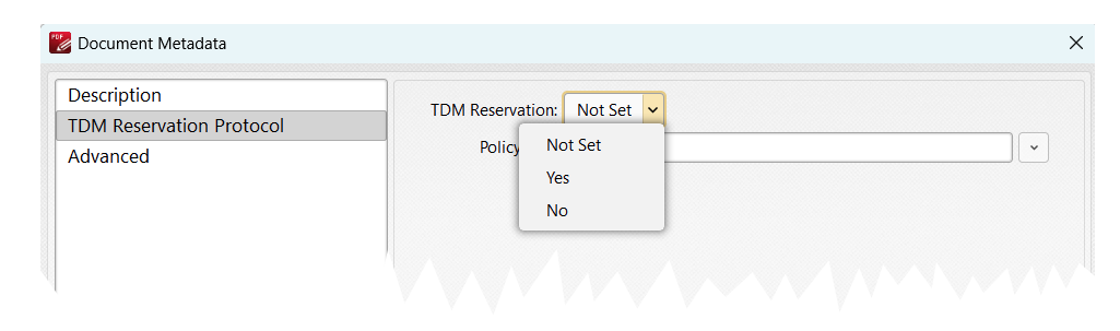 Screenshot of an application dialog showing an interface to adjust TDMRep properties.