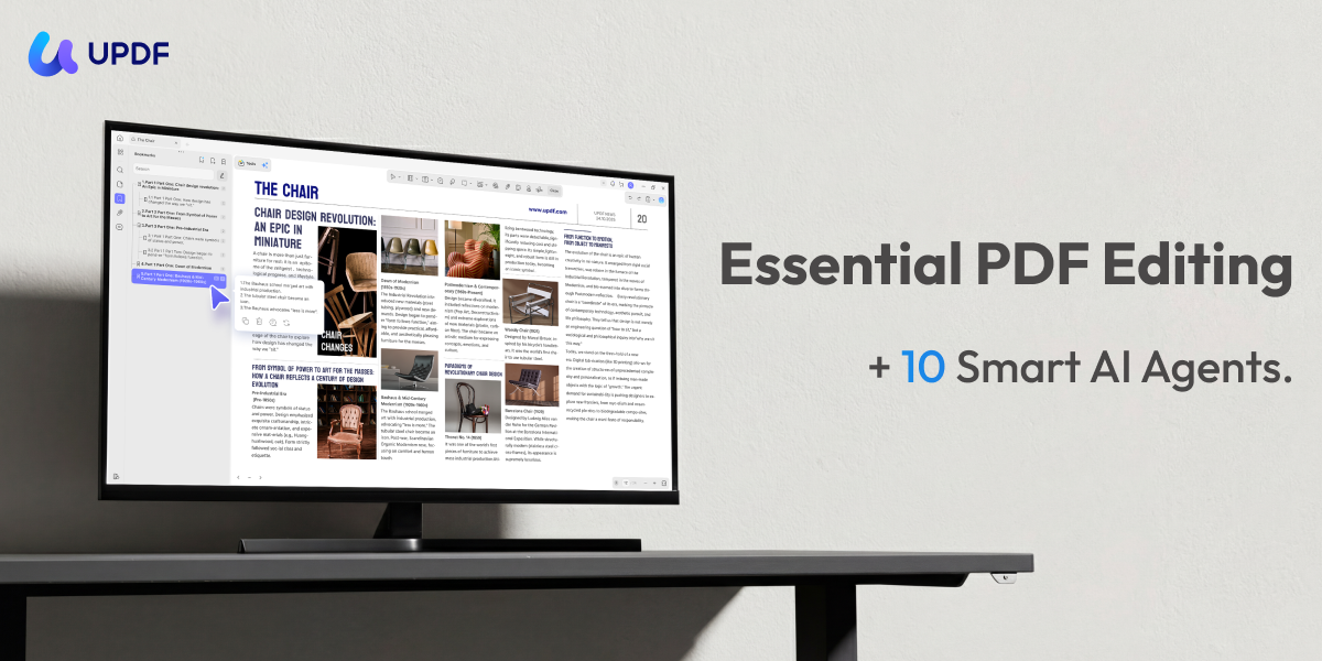 image of a screen showing a mockup of UPDF tool "Editing" in action