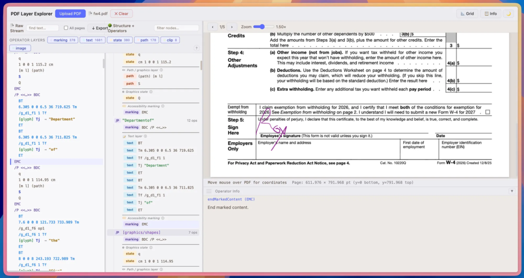 A screenshot from the PDF Layer Explorer.