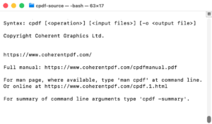 Screenshot of Coherent PDF Command Line Tool (Cpdf)