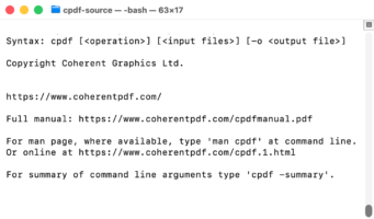 Screenshot of Coherent PDF Command Line Tool (Cpdf)