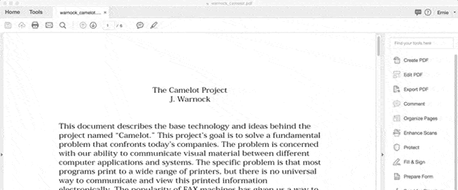 Animation highlighting text in the Camelot Paper.