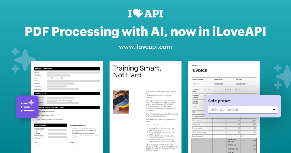 iLoveAPI four new PDF tools: AI Summarize, Detect PDF Forms, PDF to Markdown, and Smart Split